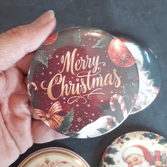 Last Date to Order 11/30/25 —4pc— 2025 Christmas Button Fridge Magnets - Picture 5 of 5
